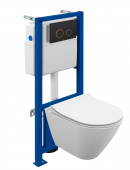 Комплект Cersanit CITY SMART CO DPL EO slim инст. LINK PRO кнопка TWINS пл. черн. мат. с рамкой зол.
